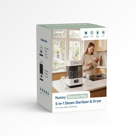 Numsy 5-in-1 Flessen Sterilisator en Droger Max - Geschikt tot 11 Flesjes Flessen Sterilisator En Droger - Flessensterilisator Baby