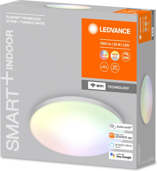 LEDVANCE Armatuur: voor plafond, SMART+ MULTICOLOR / 2- W, 22-…24- V, stralingshoek: 11-, instelbaar wit/RGB, 3-65- K, body materiaal: aluminium, IP2-