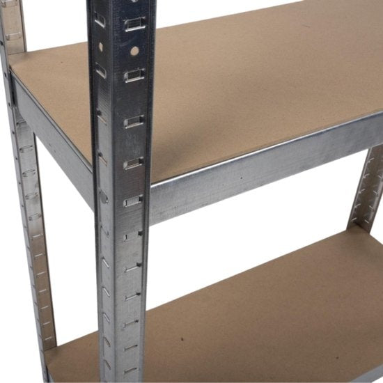 Kinzo - Stellingkast (Heavy Duty) - 5 MDF Planken, Max. 750 kg, Montage Zonder Schroeven - 172 x 75 x 30 cm - Metaal/MDF - Grijs/Bruin