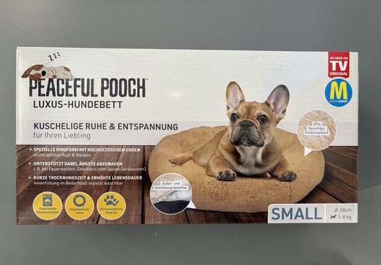 Peaceful Pooch S - pluizig hondenbed - 58cm diameter - opvouwbaar - in verschillende maten. Kattenbed - wasbaar - uitneembare vulling - ontspant gewrichten en spieren - anti-slip noppenbodem