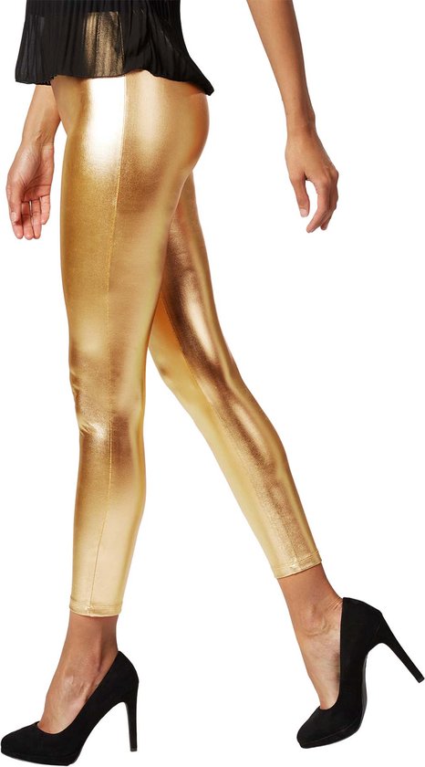 Dressforfun Metallic legging goud XXL - verkleedkleding kostuum halloween verkleden feestkleding carnavalskleding carnaval feestkledij partykleding - 303596