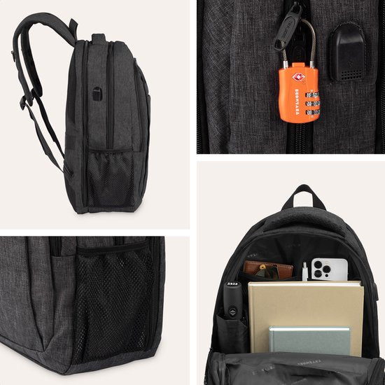 TRVLMORE Rugzak - 28L - 15,6 inch - Laptop Rugtas - Schooltas Laptoptas - Spatwaterdicht - Heren en Dames - Antraciet