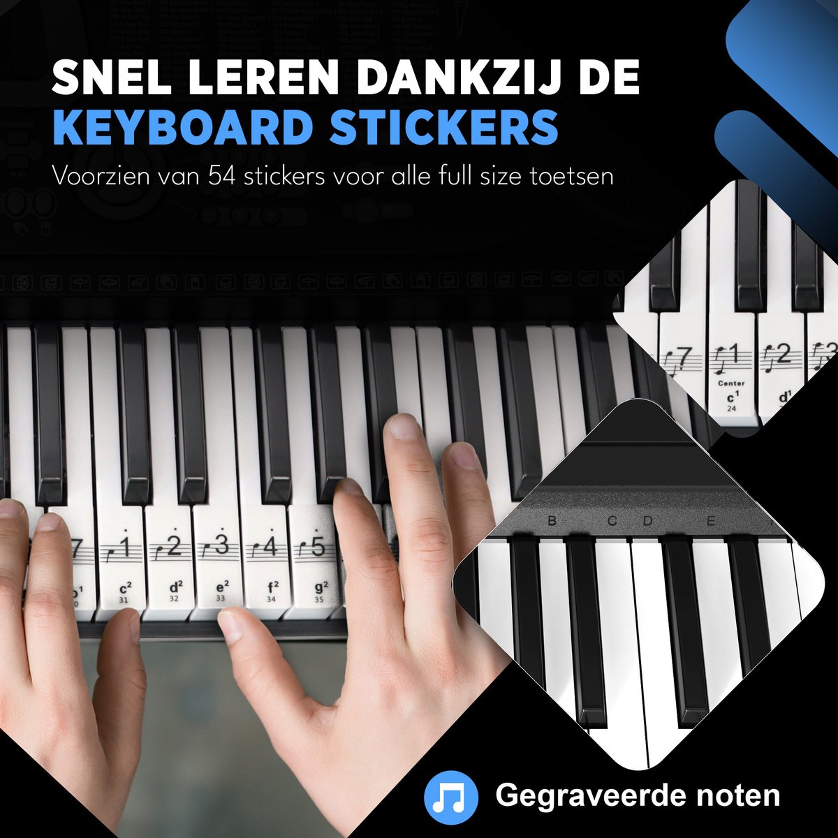 finesse Montreal keyboard piano 54 toetsen – digitale & elektrische piano – pianostickers – e-learning – Montreal – 71,7 x 32,2 x 10,4 cm