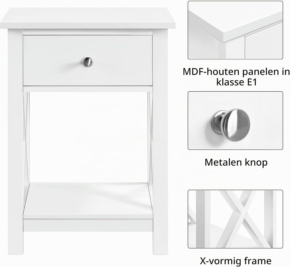 Yaheetech Bijzettafel met Lade - 40 x 30 x 55 cm - MDF - Met Onderrek