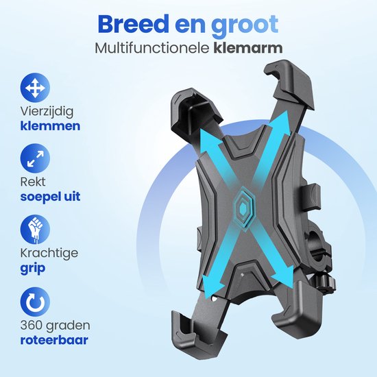 Garpex® Telefoonhouder Fiets & Motor – 360° Draaibaar – Schokbestendig – Universele Smartphonehouder – Anti Vibratie – Waterbestendig