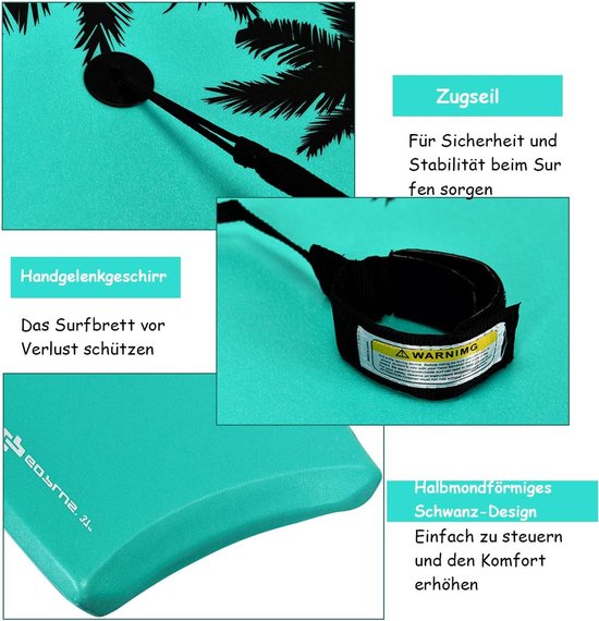 COSTWAY Bodyboard, zwemplank, surfplank voor kinderen, surfboard, sup-board