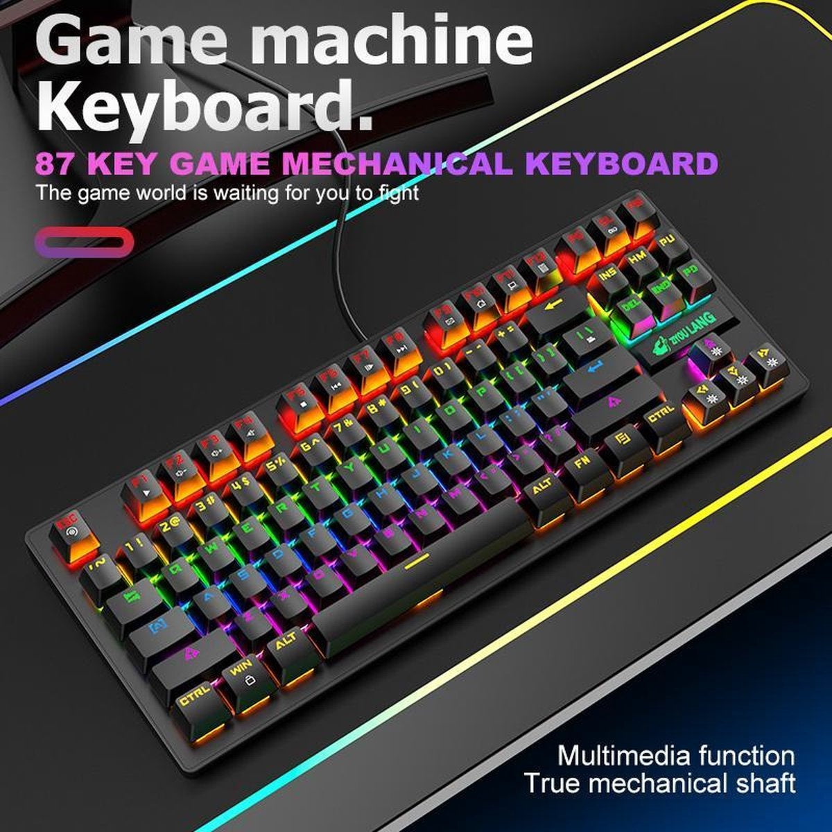 ZIYOULANG K2 RGB mechanisch 87keys TKL gaming toetsenbord - Windows/Mac game toetsenbord - blue switch - Mechanical Keyboard - anti-ghosting game toetsenborden - Zwart