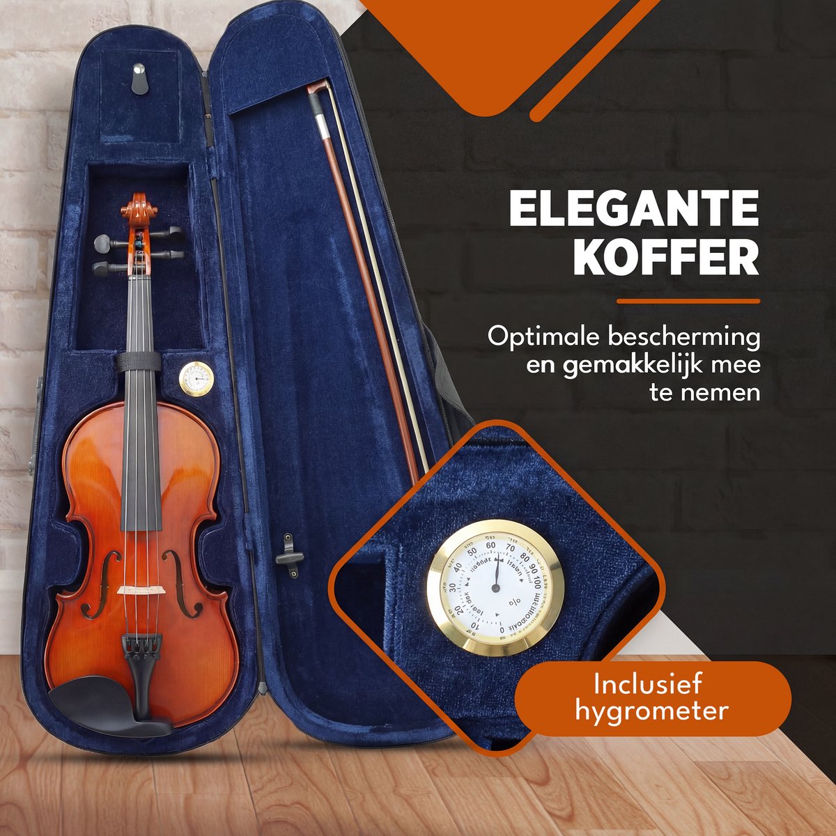 Finesse Vioolset Paris Edition - met Koffer, Strijkstok & Accessoires - Full-size 4/4