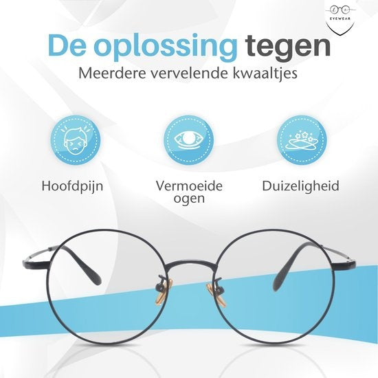 LC Eyewear Beeldschermbril - Blauw Licht - Incl. Brillenkoker - Metaal - Unisex - Zwart