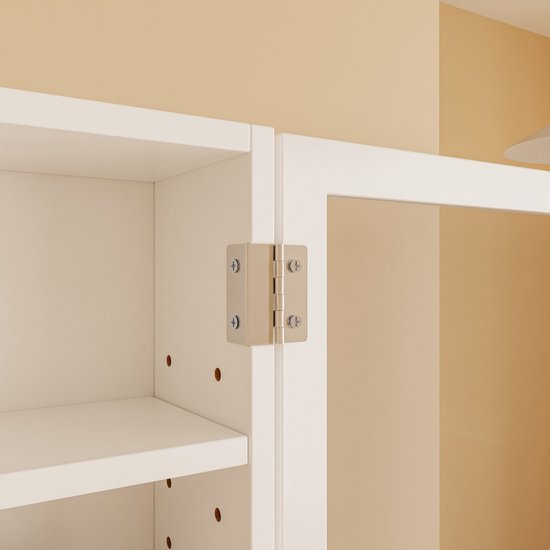 SoBuy Wandkast met 2 Klapdeuren en 4 Verstelbare Planken – Ruimtebesparende Opbergkast – Wandmontage – Wit – FSB113-W