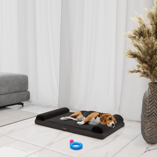 CozySense® Orthopedisch Hondenkussen - 60 X 42 cm - Maat S - Waterdicht - Geschikt Als Benchkussen & Hondenbed - Wasbare Hoes - Zwart