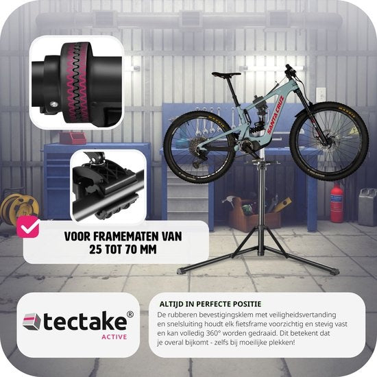 tectake® - Fietsreparatie standaard Jan - opvouwbaar/in hoogte verstelbaar montagestandaard - geschikt voor e-bikes/elektrische fietsen - 404919