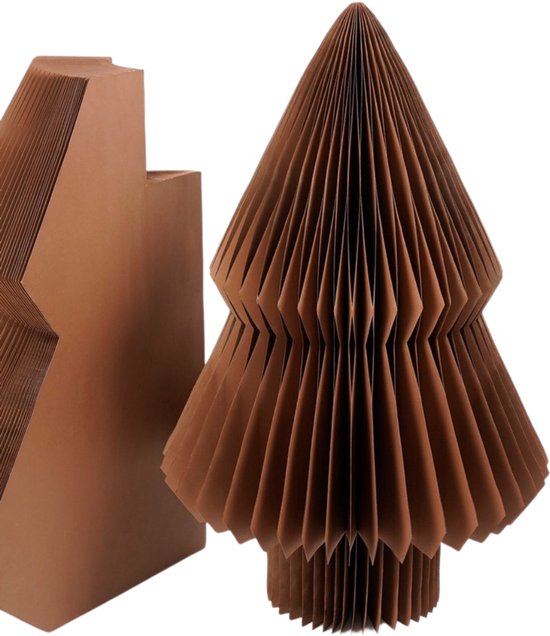 Mica Decorations Papieren Kerstboom - Opvouwbare Kunstkerstboom - H152 x Ø104 cm - Kerst Decoratie - FSC Mix - Bruin