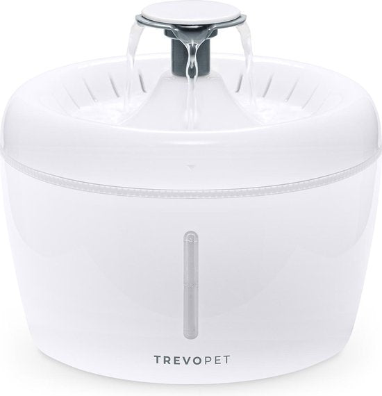 TrevoPet® Drinkfontein Kat - Waterfontein Kat - Kattenfontein - Fluisterstil - Drinkfontein - Drinkbak Kat - 2.5 Liter - Inclusief Filter - Wit