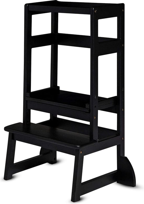 Oemmie Leertoren - Learning Tower - Montessori Leertoren - Leertoren keukenhulp - Leer Toren - Opstapje - Kindertrapje - Zwart