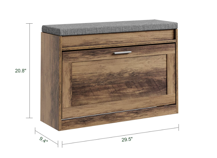 SoBuy Schoenenbank 75 x 24 x 53 cm - Bruin - Met 2 Uitschuifbare Legplanken en Zitting