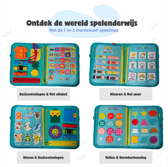MontiPlay® Montessori Speelgoed - Sensorisch Speelgoed - Activiteitenbord - Busy Board - Montessori voor thuis - Educatief - Sensomotorisch Speelgoed - Groen