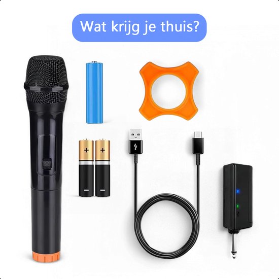 Tech Essentials Draadloze Microfoon - USB-C Ontvanger - Karaoke - ASMR - Studio - Geschikt Voor Partybox - 3.5-6.3mm Jack