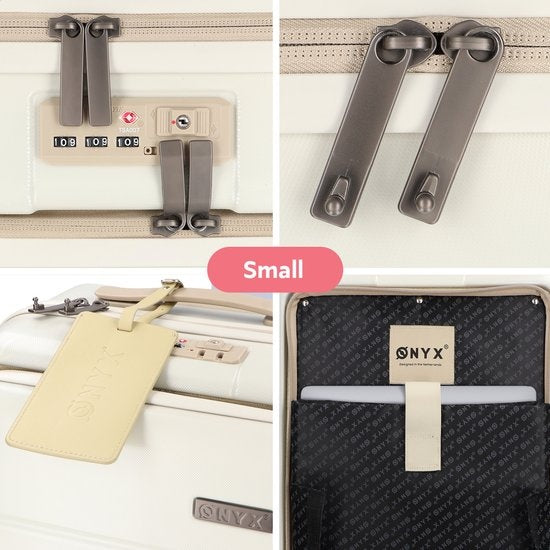 ONYX 2-delige Kofferset - Handbagage met voorvak en Check-in koffer - 35L/100 L - TSA slot - Lichtgewicht Trolley - Aluminium sluiting - Beige