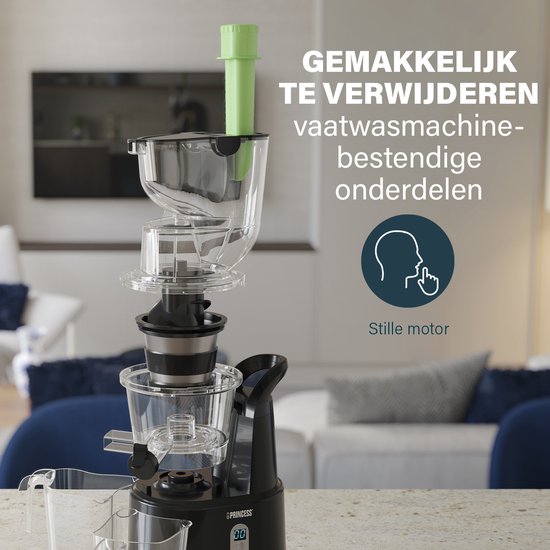 Princess Slowjuicer 202045 – Sapcentrifuge - Juicer - Extra grote vulopening – Hoge sapopbrengst
