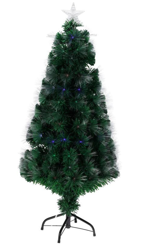 Decoratieve glasvezel kerstboom 60x33 cm – meerkleurig – met timer en programmeerfunctie