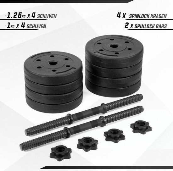 Fitby Dumbells 10 kg - Gewichten set - Verstelbare Dumbells - Fitness - Halterset - Dumbell Set