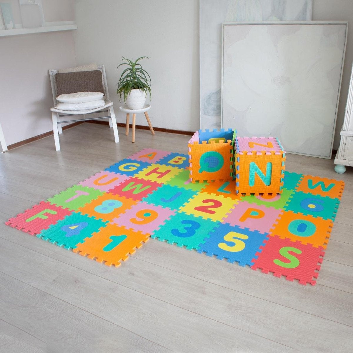 LifeGoods Speelmat XL - Multicolor - 36-delig Puzzel - Incl Cijfers en Letters - 180x180 cm