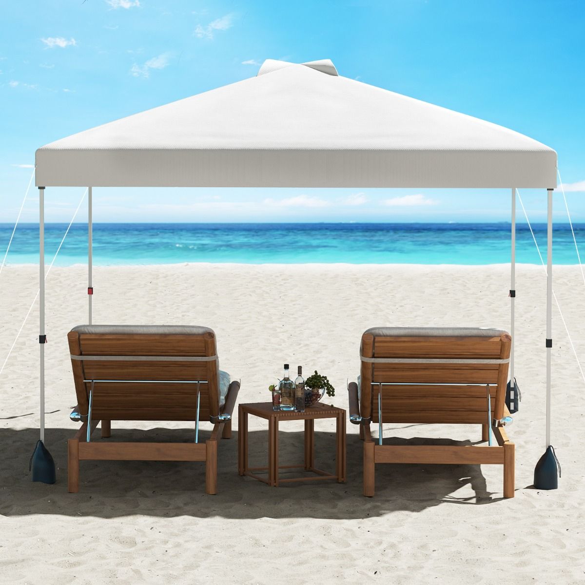Coast Pop-up tuinpaviljoen - 3 x 3 m - zijwand afneembaar - wit
