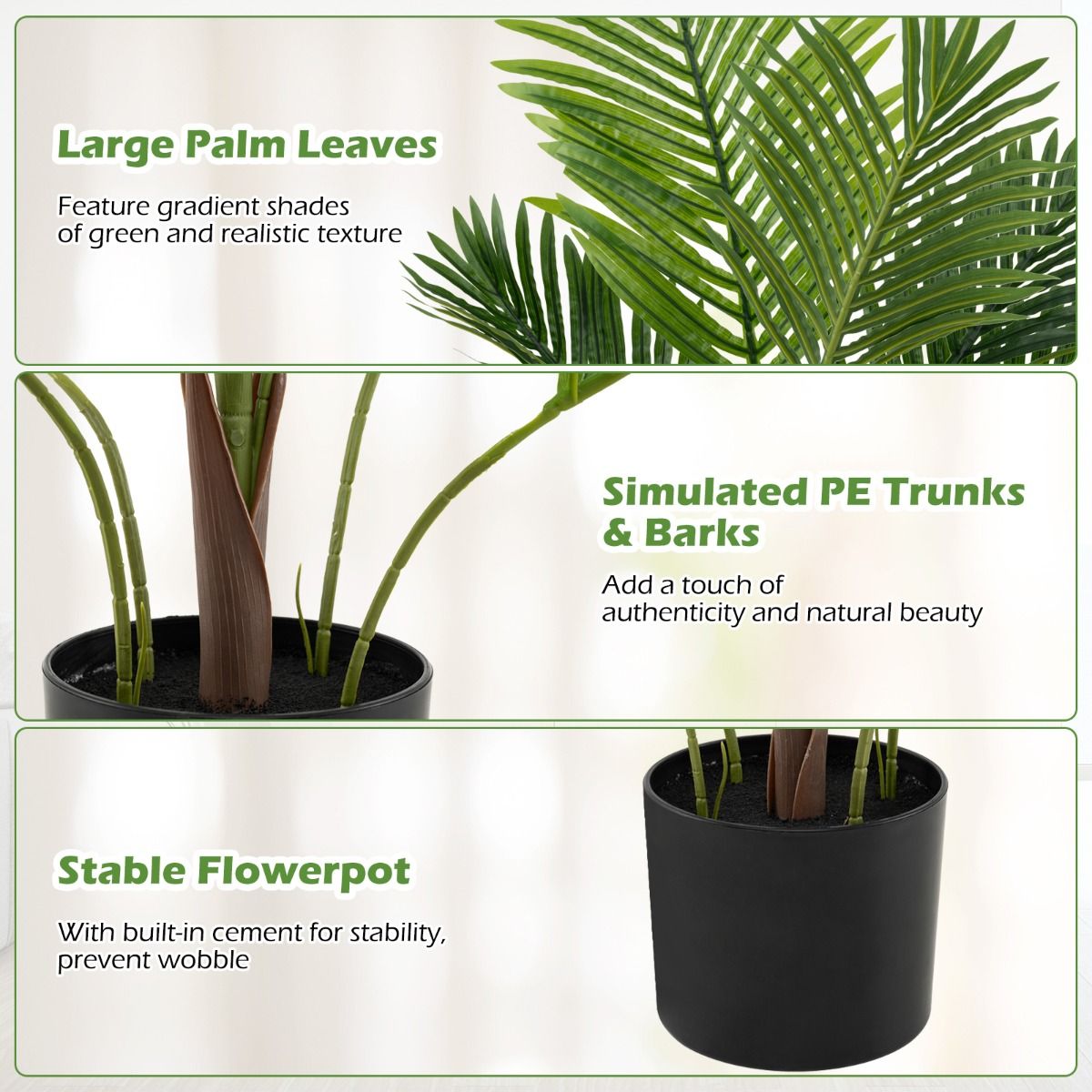 Coast Kunstmatige Areca Palm Set - 2 stuks - levensecht - onderhoudsvrij - groen - 90 cm