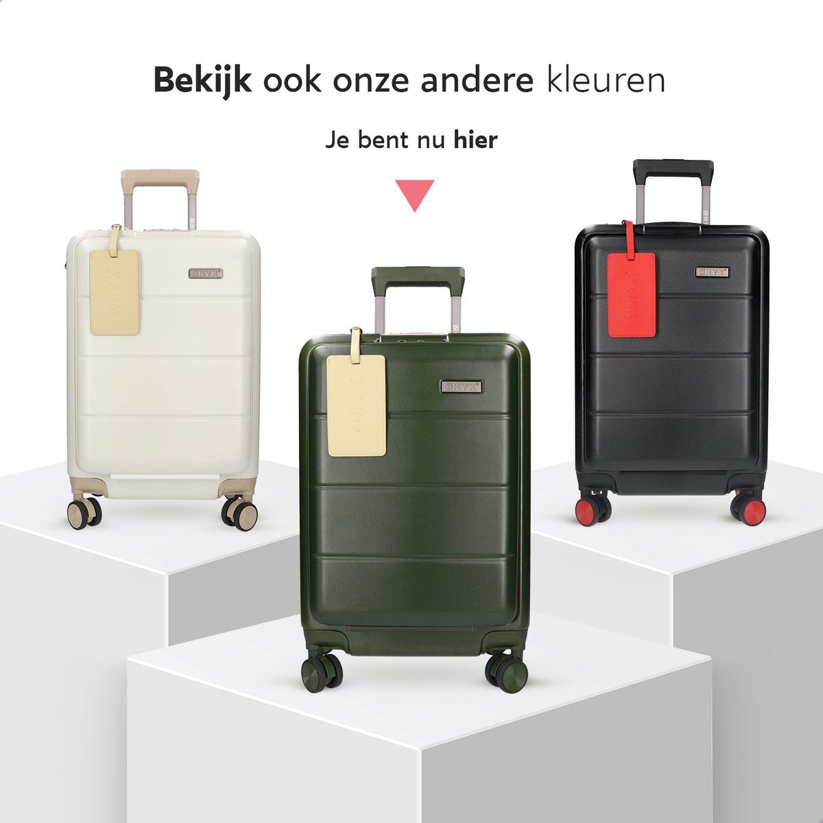 ONYX® Handbagage Koffer 35 L - Spinner wielen - Lichtgewicht Trolley - Dubbel TSA Slot - Handig voorvak - 55 cm - Olive