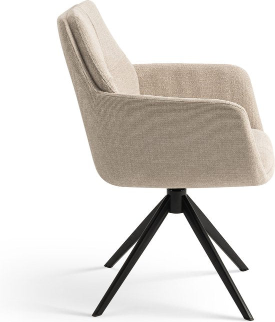 Furnihaus Draaibare Eetkamerstoel Milou met armleuning Beige