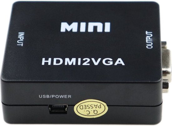 Techvavo® HDMI naar VGA Converter - HDMI naar VGA Adapter - 1080p Full HD (50/60 Hz) - Video Kabel Adapter - Zwart