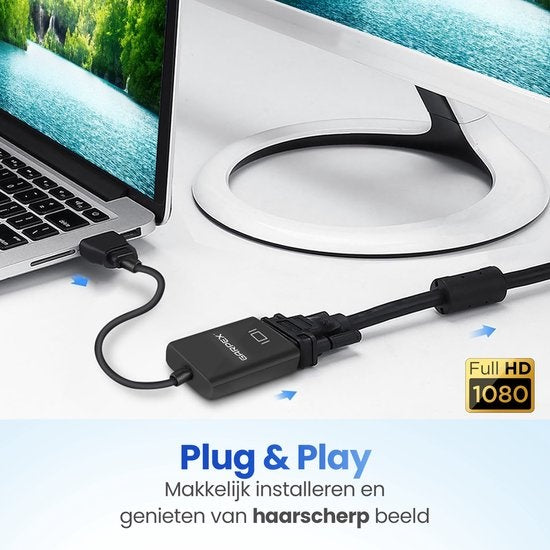 Garpex® HDMI naar VGA Adapter – HDMI naar VGA – Full HD 1080P – Male naar Female - HDMI Kabel - Extra Monitor