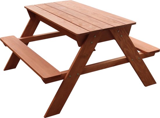 Sunny Dave Zand & Water Picknicktafel in Bruin voor kinderen - Multifunctionele Picknick tafel met 2 uitneembare kunststof bakken - FSC hout