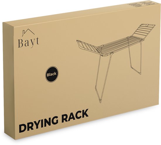 Bayt Wasrek - Wasrek Inklapbaar - Droogrek met vleugels - Droogrek Inklapbaar - Droogrekken - Zwart