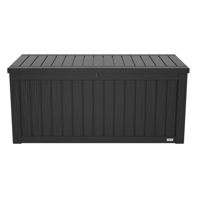 LifeGoods Opbergbox M – 142 x 67 x 60 cm – 450 Liter Inhoud - Luxe Gasveer - Geïntegreerde Handvatten – Zwart Kunststof