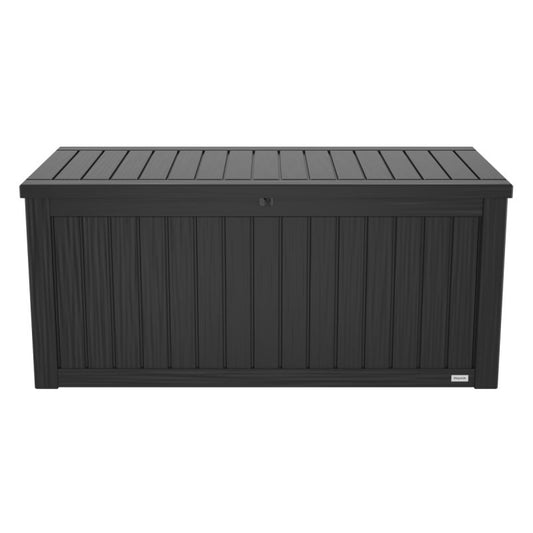 LifeGoods Opbergbox M – 142 x 67 x 60 cm – 450 Liter Inhoud - Luxe Gasveer - Geïntegreerde Handvatten – Zwart Kunststof