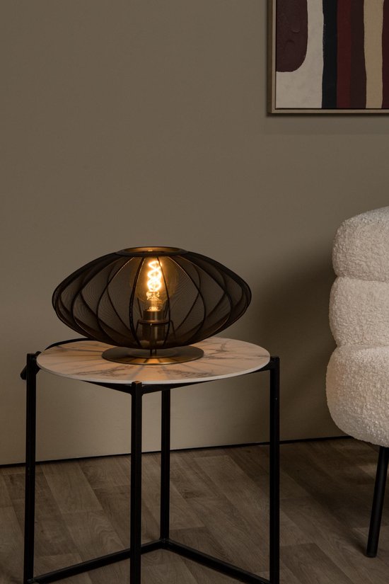 Lucide CORINA - Tafellamp - Ø 40 cm - 1xE27 - Zwart - Japandi