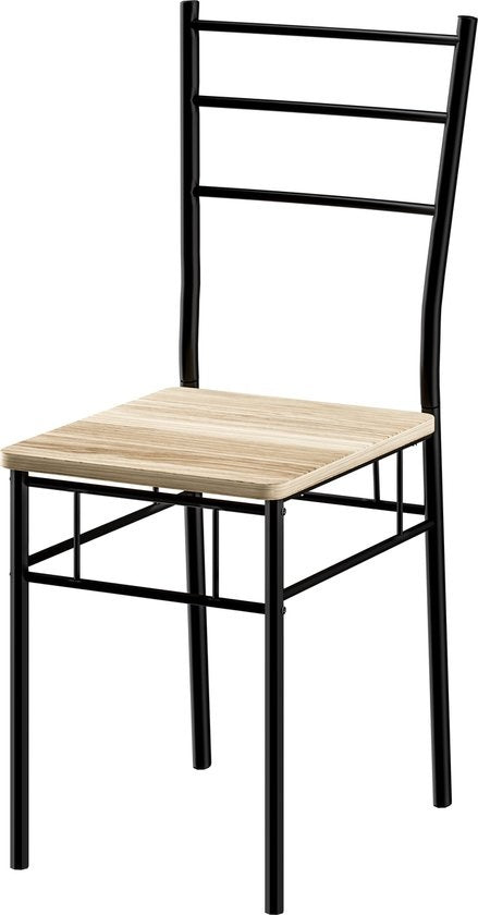 Casaria Eetkamerset Leo - 1x Eettafel 4x Stoel - Lichte Eik