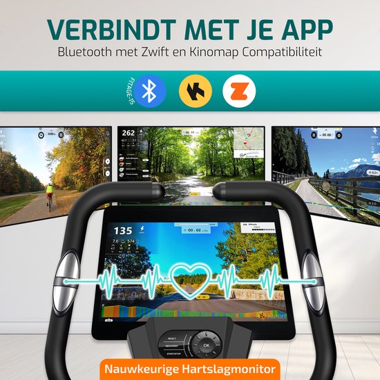 FITAGE Hometrainer - Fitnessfiets met 32 Weerstandsniveaus - Tablethouder voor Bluetooth Kinomap & Zwift - Fiets Lage Instap, Ergonomisch & Stil - Hometrainers Fitness voor Thuis