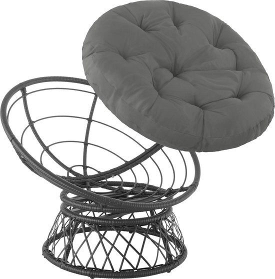 tectake® - Wicker papasan fauteuil Gargano zwart - 403552 - poly-rattan