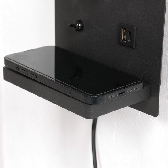 Mexlite wandlamp Upround - zwart - metaal - 3654ZW