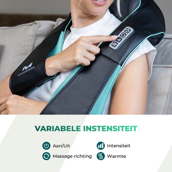 Massagerr® Shiatsu Massagekussen 2.0 – Draadloos - Incl. Draagtas en Stressbal - Massage Apparaat voor Rug, Nek en Schouder – Infrarood Warmtefunctie