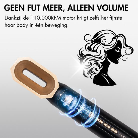 Sansbeauté® 4-in-1 Airstyler - Multistyler - Föhnborstel Kort Haar - Haarkruller - Haarstyler - Haardroger - Warmteborstel - Krulborstel - Krultang - Haarstijler - Hairwrap - Stijlborstel - 5 in 1 Hairstyler