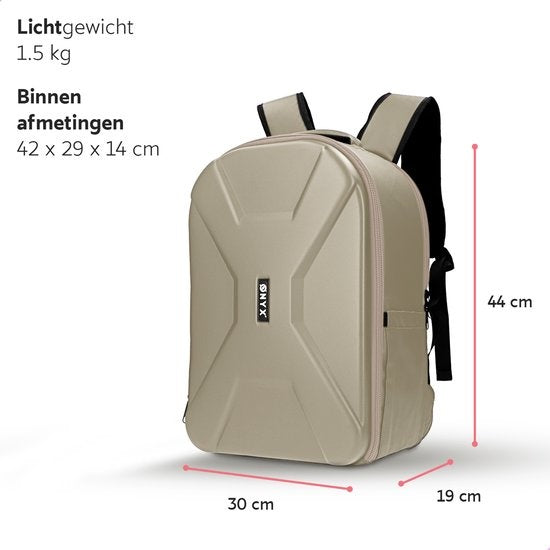 ONYX Cameratas met laptopvak - Spiegelreflexcamera rugzak - Spatwaterbestendig - Drones - Hardcase reistas - Beige