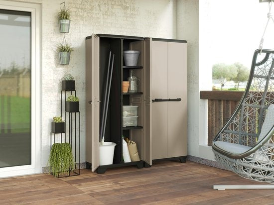 Keter Planet Hoge Kast Multipurpose - 3 planken - 68x39x173cm - Grijs/Zwart - Recycled Kunststof