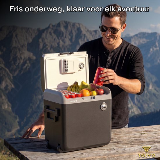 Toivo Elektrische Koelbox - 40 Liter - 12V en 230 volt - Auto - Camping Koelkast - Koelen en Verwarmen - Frigobox - Zwart