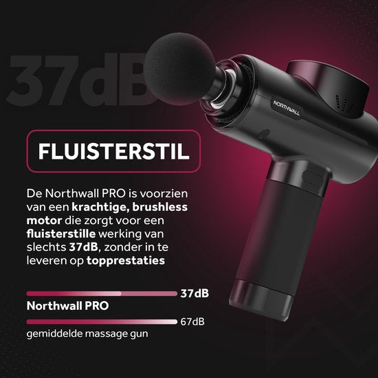 Northwall Massage Gun Professioneel PRO - Massage Pistool Inclusief Koffer en 6 Opzetstukken incl. Eikenhouten Massagekop - Krachtig en Draadloos Sport en Relax Massage Apparaat