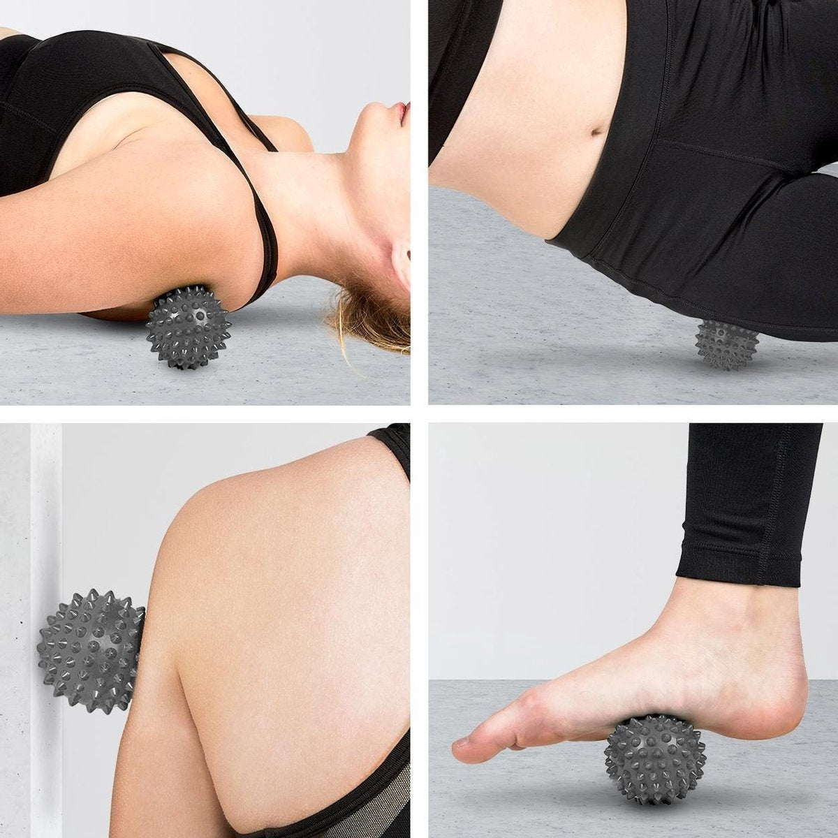 LifeGoods Acupressuur Mat met Kussen - Shakti mat - Spijkermat Incl. 2x Triggerpoint Bal - 66x40x2cm - Grijs/Wit