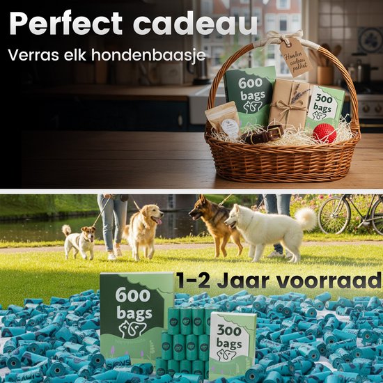 Hondenpoepzakjes Afbreekbaar - 600 Stuks Hondenzakjes - Lavendel Kakzakjes - Dog Poop Bags - Kat en Hondenpoep